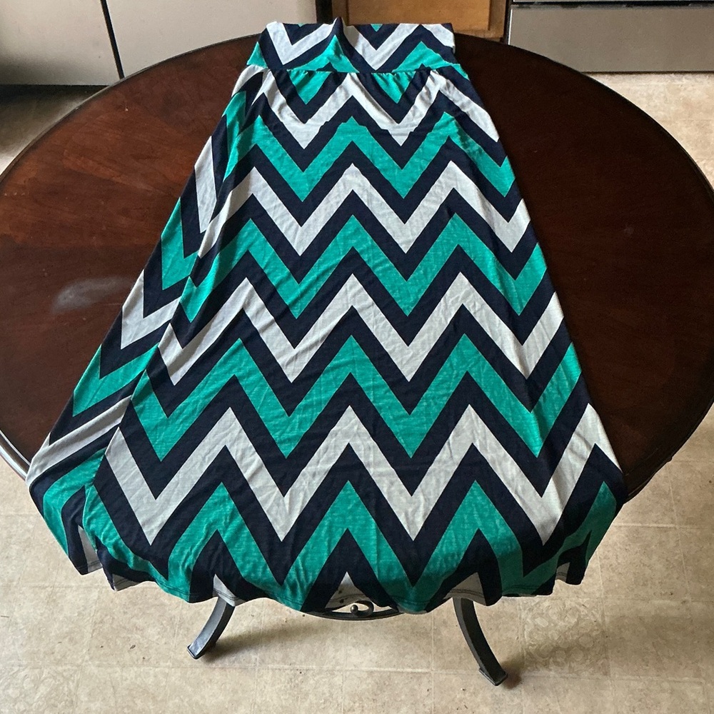 Avia Chevron A-Line Skirt - Teal and Black